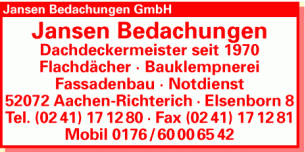 Flaschner Nordrhein-Westfalen: Jansen Bedachungen GmbH Flaschner Nordrhein-Westfalen: Jansen Bedachungen GmbH